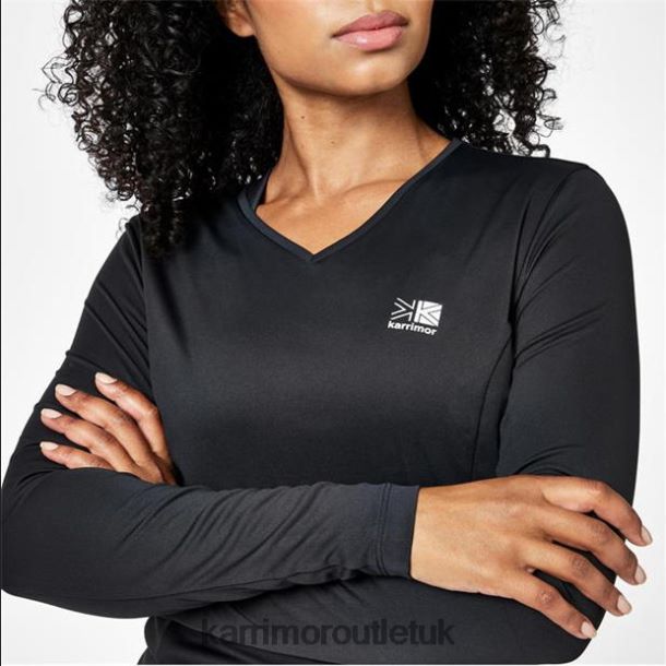 Karrimor Boots UK - Clothing Karrimor Long Sleeve Running T-Shirt Black Women R04TL021