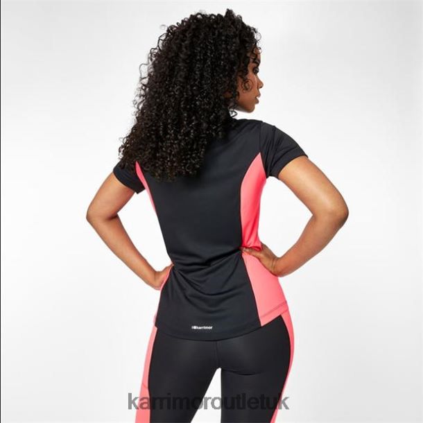 Karrimor Boots UK - Clothing Karrimor Quarter Zip Short Sleeve T-Shirt Black/Pink Women R04TL018