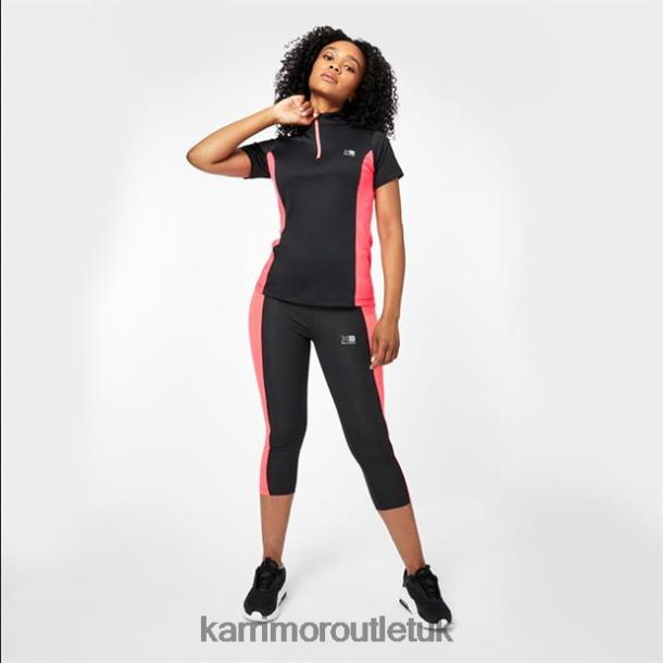 Karrimor Boots UK - Clothing Karrimor Quarter Zip Short Sleeve T-Shirt Black/Pink Women R04TL018