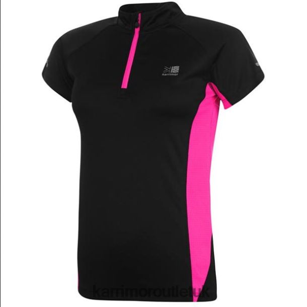 Karrimor Boots UK - Clothing Karrimor Quarter Zip Short Sleeve T-Shirt Black/Pink Women R04TL018