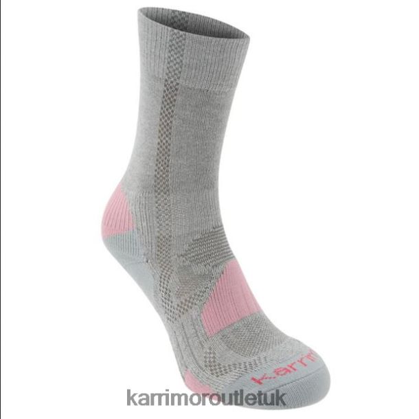 Karrimor Sandals UK - Clothing Karrimor Walking Sock 2 Pack Grey/Pink Junior R04TL0117