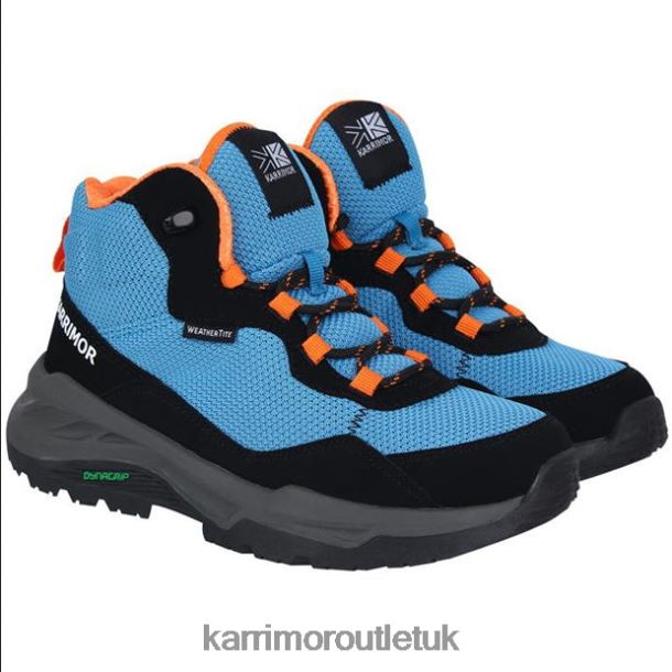 Karrimor Sandals UK - Footwear Karrimor Verdi Mid Walking Boots Blue/Orange Kids R04TL0285