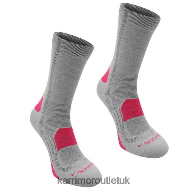 Karrimor UK - Accessories Karrimor Walking Socks 2 Pack Ligh Grey Fusch Women R04TL0116